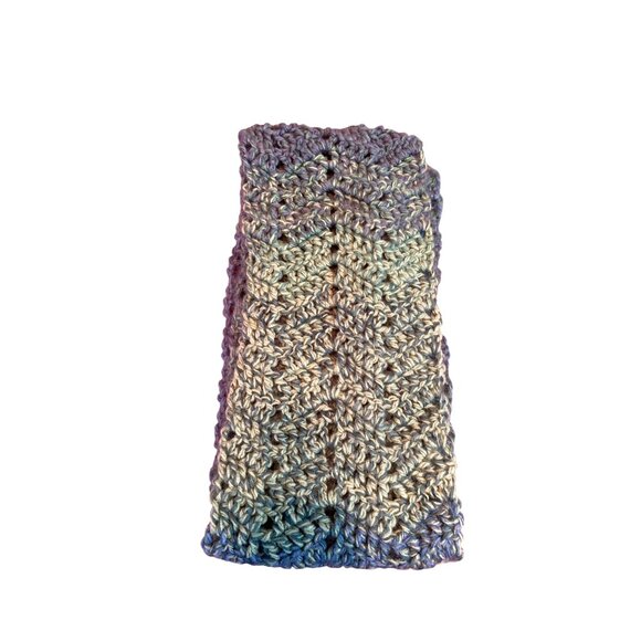 Womens Handmade Chrochet Scarf Rectangle Blue Green Boho Retro - Picture 5 of 5